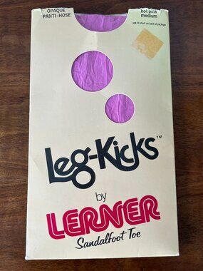 Vintage Leg-Kicks by Lerner Pink Pantyhose Opaque Sandalfoot Toe Size Medium NOS
